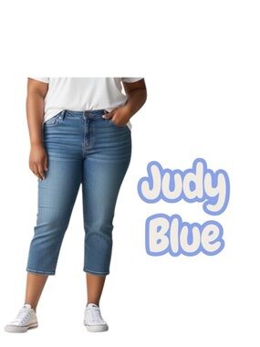 Judy Blue Plus size 24W Mid-Rise Skinny Cropped Jeans style number JB82254LT-PL